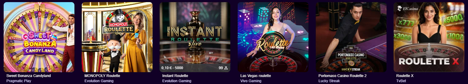 Juegos de casino y mesas con crupier en vivo dentro de PalmSlots Casino